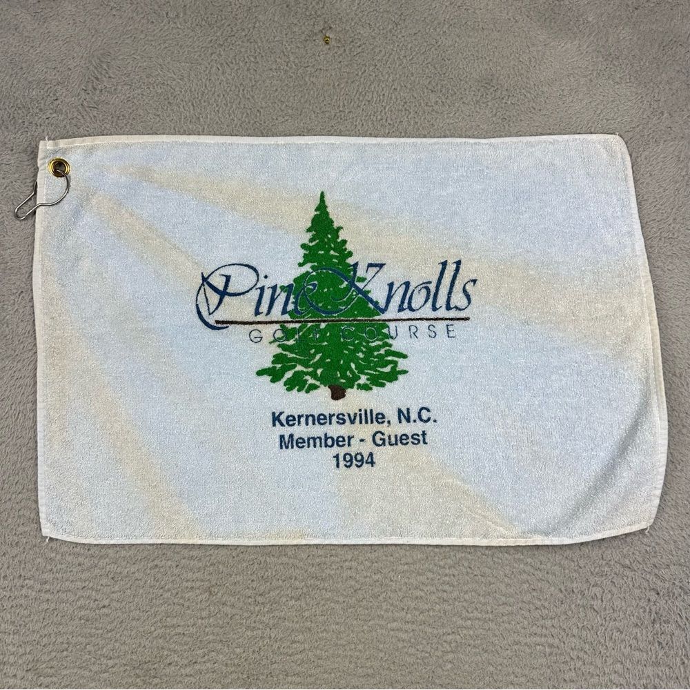 Pine Knolls Golf Towel‎ Blue Golfer Outdoor 1994 Member Guest USA Made Cannon